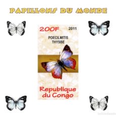 Sellos: CONGO 2011 SHEET DELUXE MNH BUTTERFLIES PAPILLONS SCHMETTERLINGEN FARFALLE MARIPOSAS INSECTOS. Lote 402392224