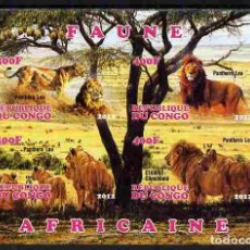 Sellos: CONGO 2012 SHEET MNH IMPERF FAUNA MAMIFEROS LIONS LEONES LEONI LOWEN FELINOS FELINES WILDLIFE. Lote 403171699