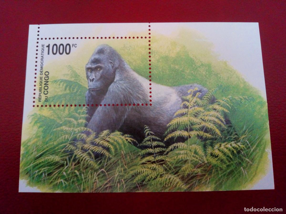Sellos: CONGO 2002, GORILAS, HOJA BLOQUE - Foto 1