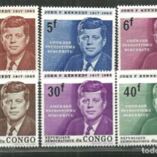 Sellos: REP. DEMOCRÁTICA CONGO 1964 IVERT 567/72 *** ANIVERSARIO MUERTE PRESIDENTE JOHN F. KENNEDY