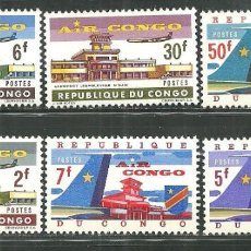 Sellos: R.D. DEL CONGO 1963 IVERT 514/9 *** AIR- CONGO - AEROPUERTOS Y AVIONES