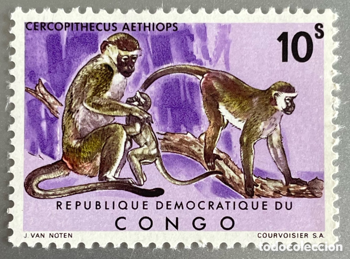 Sellos: Rep&uacute;blica Democr&aacute;tica Congo. Monos. 1971 - Foto 1