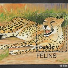 Sellos: SE)1992 CONGO FAUNA OF AFRICA, BIG CATS, CHEETAH, SOUVENIR SHEET MNH