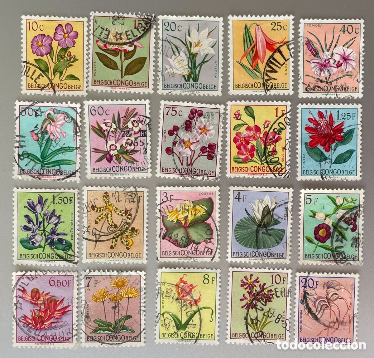 Sellos: Congo Belga. Flores. 1952 - Foto 1