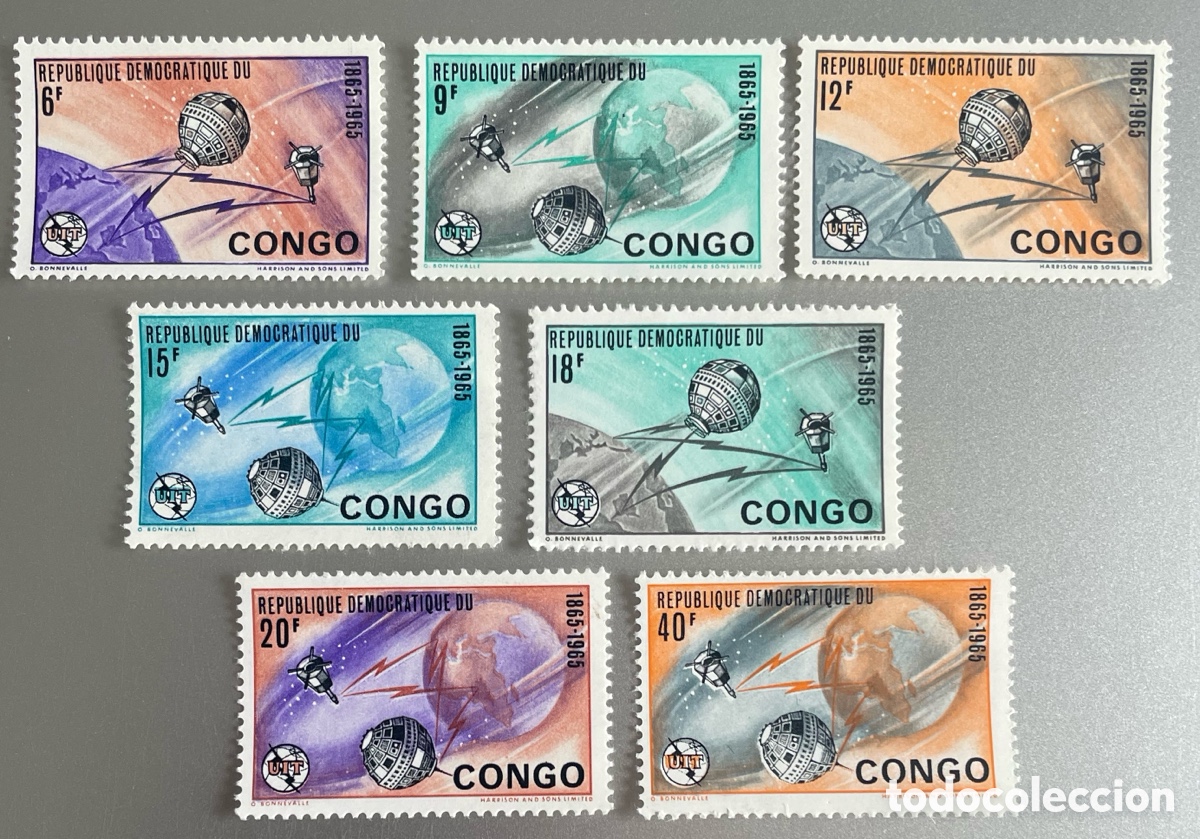 Sellos: Congo. Telecomunicaciones. Espacio. 1965 - Foto 1
