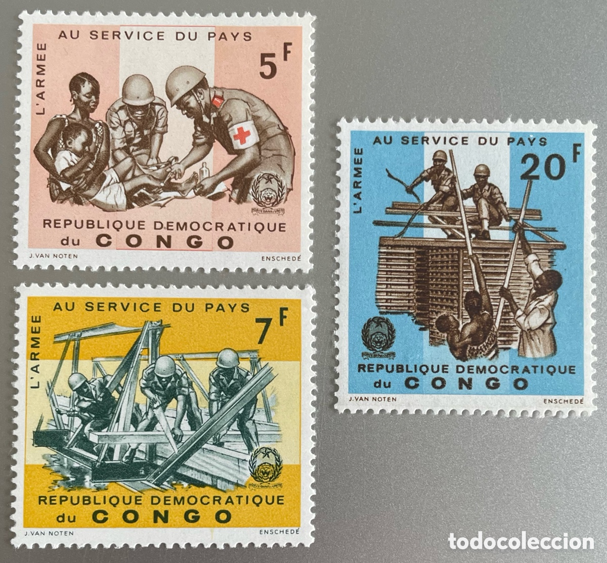 Sellos: Congo. Ej&eacute;rcito al servicio del pa&iacute;s. 1965 - Foto 1
