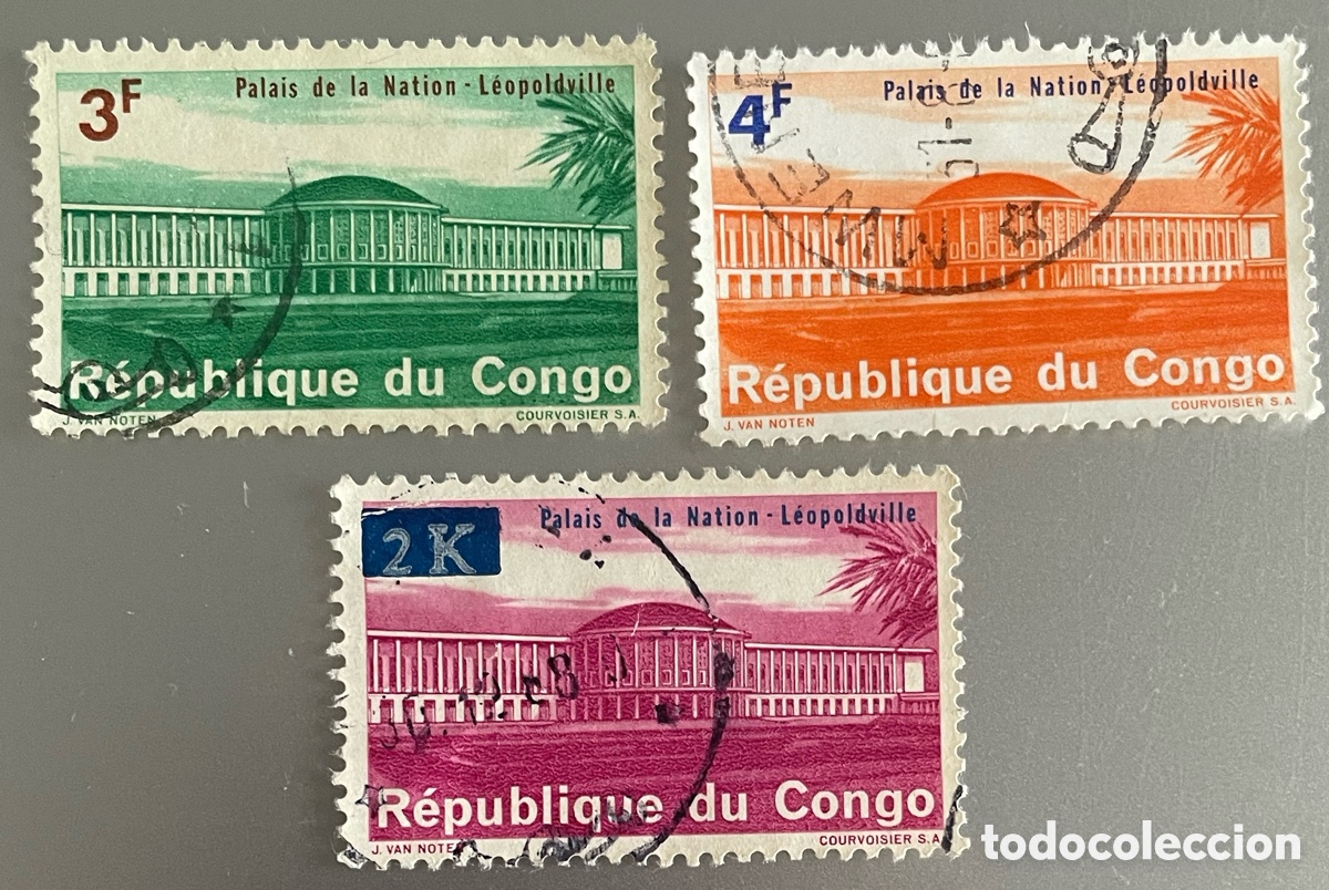 Sellos: Congo. Palacio de la Naci&oacute;n. 1964 - Foto 1