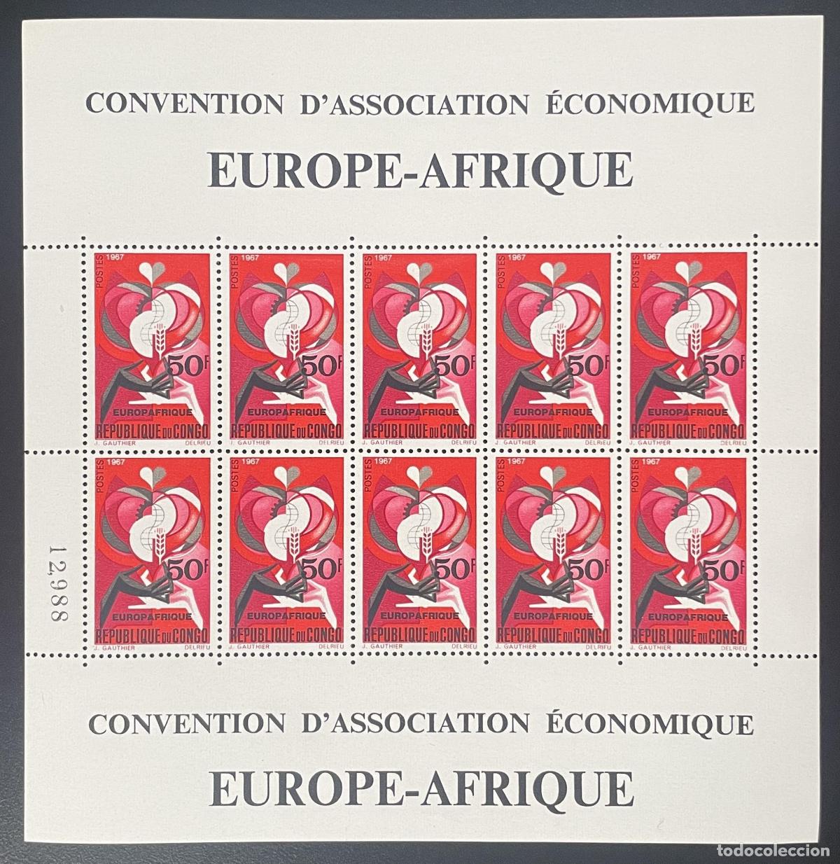 Sellos: Congo 1967 T 212 tabl&oacute;n Convenio de asociaci&oacute;n econ&oacute;mica EUROPA-FRIQUE