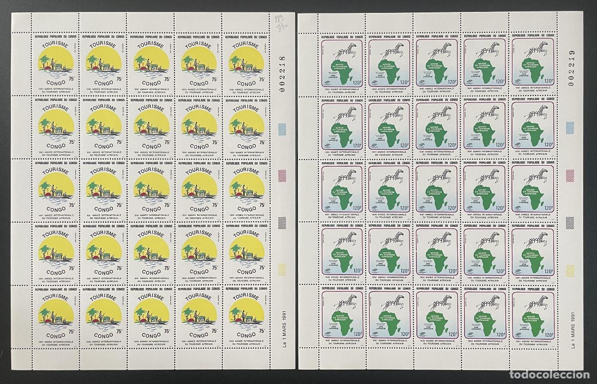 Sellos: Congo 1991 YT 889-890 tabl&oacute;n turismo internacional a&ntilde;o africano