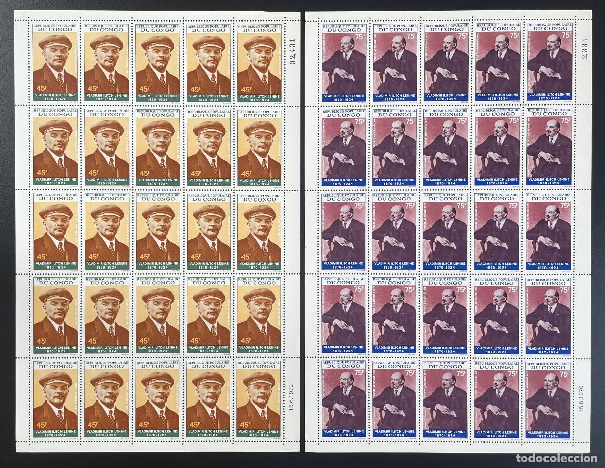 Sellos: Congo 1970 YT PA 97-98 tabl&oacute;n Lenin pol&iacute;tico comunista revolucionario