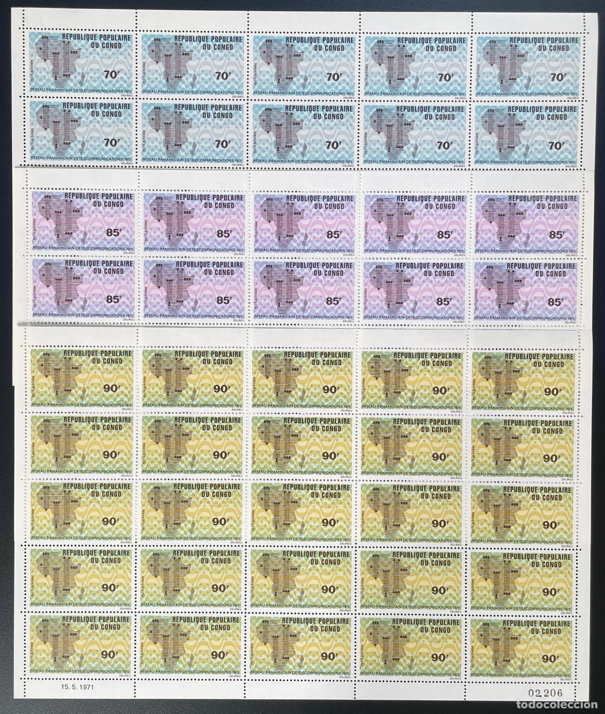 Sellos: Red panafricana de sat&eacute;lites telecomunicaciones Congo 1971 YT PA 118-120 tabl&oacute;n