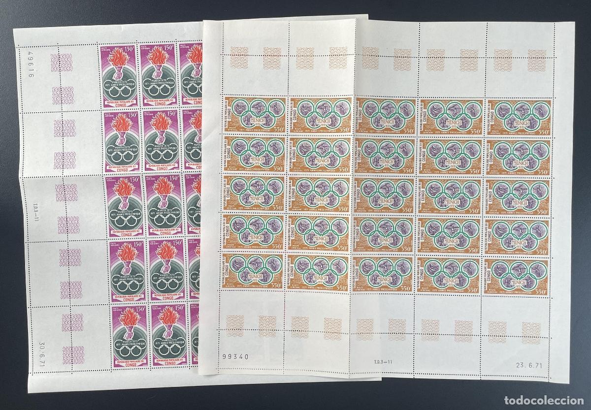 Sellos: Congo 1971 YT PA 123-124 tabl&oacute;n Juegos Ol&iacute;mpicos Munich Sport A&ntilde;o preol&iacute;mpico