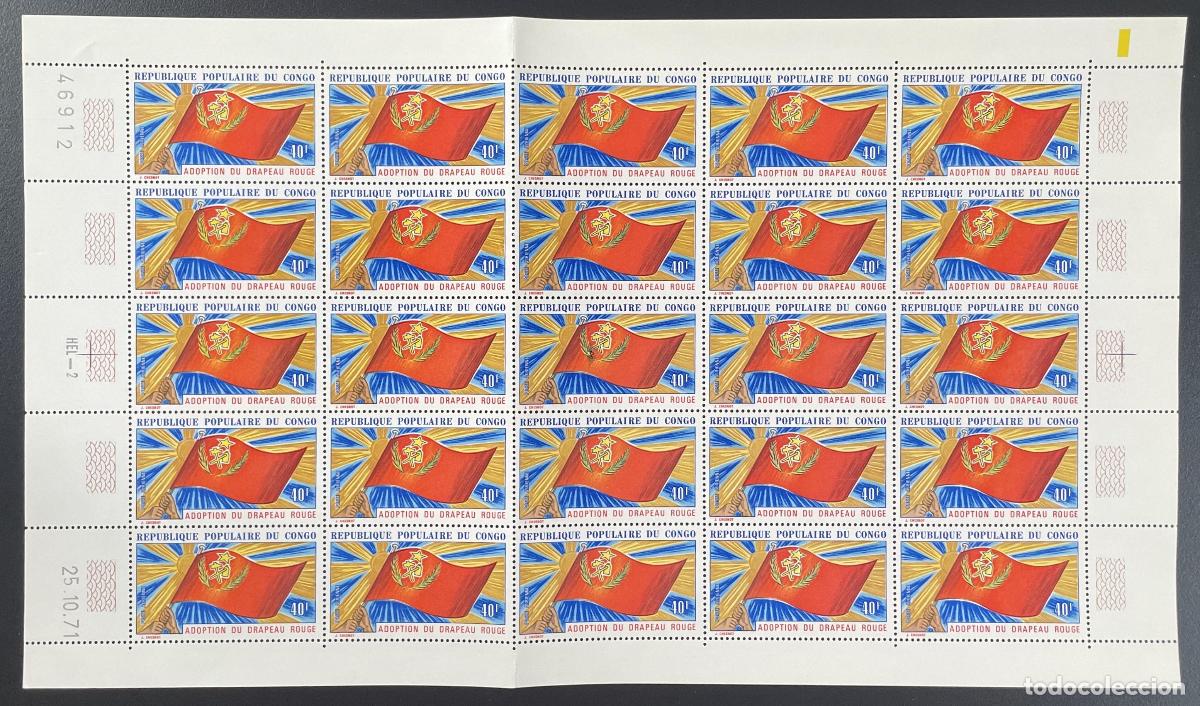 Sellos: Congo 1972 YT PA 141 tabl&oacute;n bandera roja adopci&oacute;n comunismo pol&iacute;tico