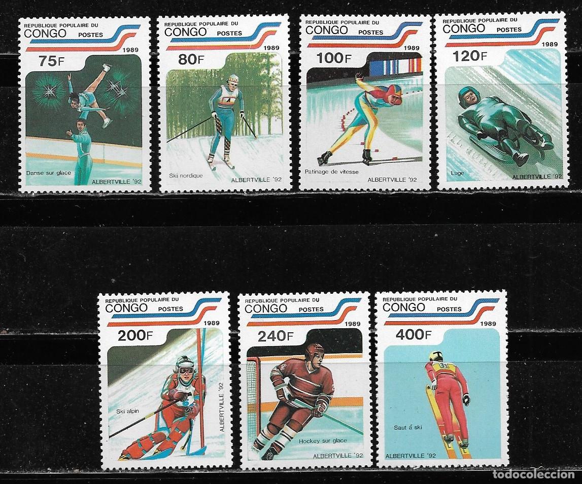 Sellos: CONGO 1989, Ivert 860/66 - JUEGOS DE INVIERNO ALBERTVILLE. MNH.
