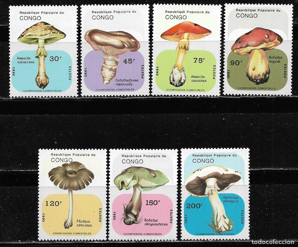 Sellos: CONGO 1990, Ivert 888A/888G - SETAS, CHAMPI&Ntilde;ONES. MNH.