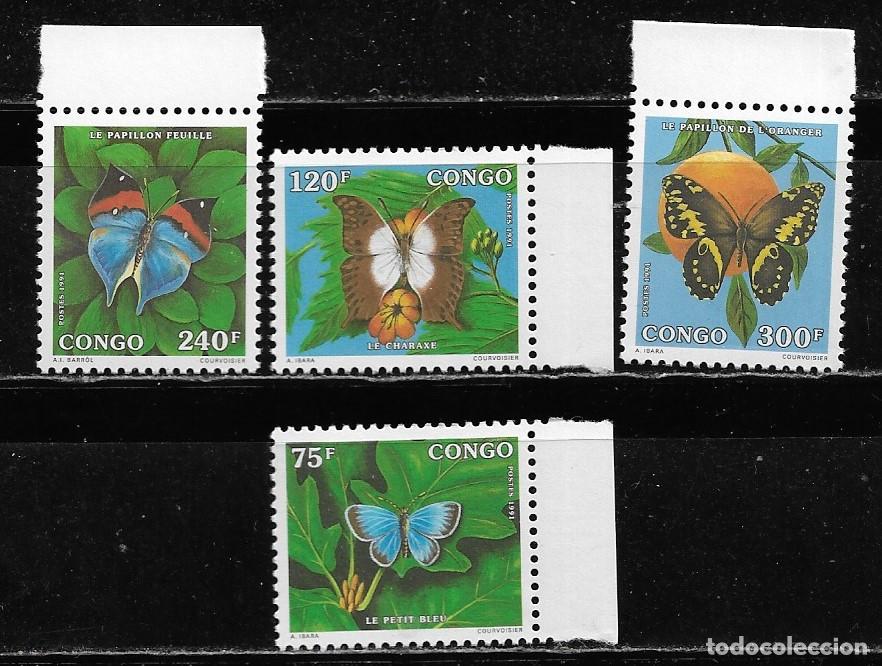 Sellos: CONGO 1991, Ivert 936/39 - MARIPOSAS. MNH.