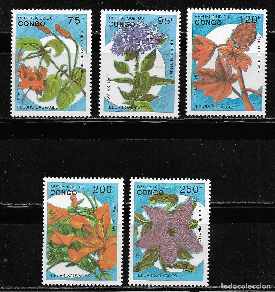 Sellos: CONGO 1993, Ivert 982/86 - FLORES. MNH.
