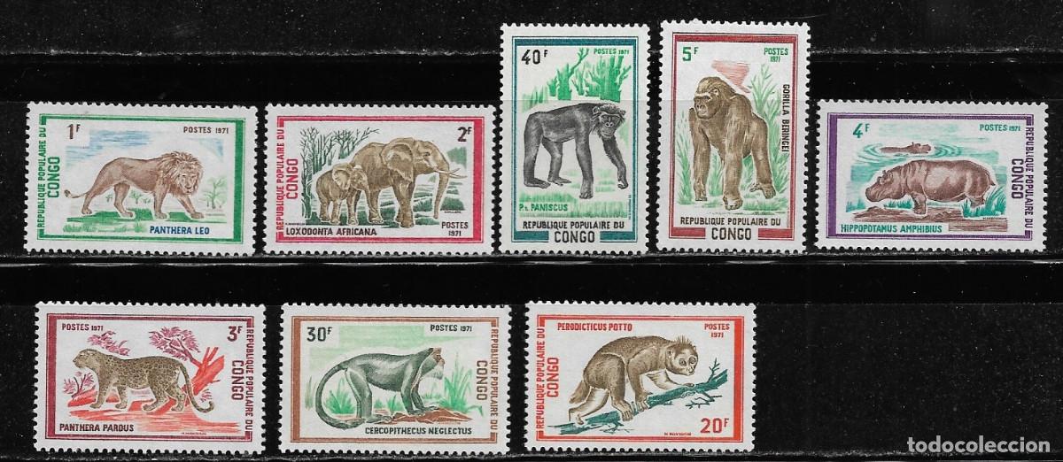 Sellos: CONGO 1971, Ivert 318/25 - FAUNA - ANIMALES SALVAJES. MNH.