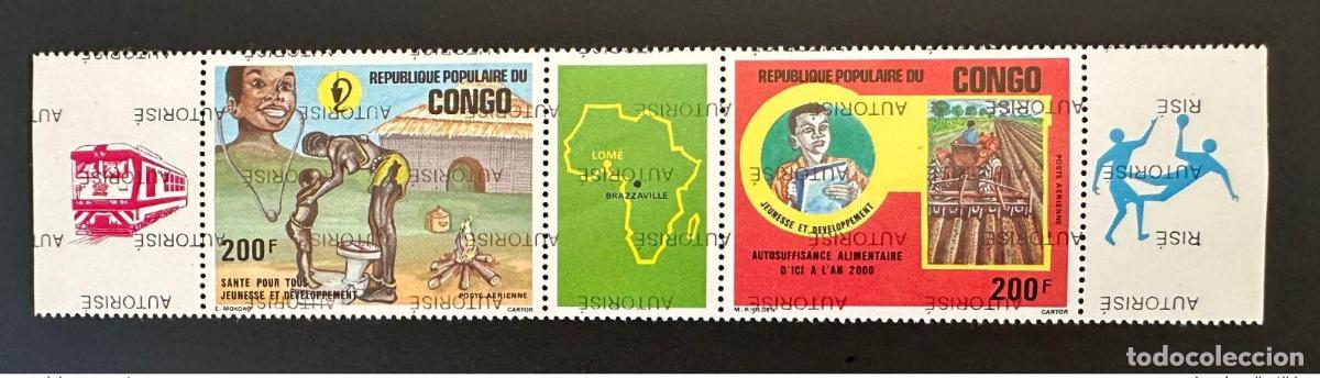 Sellos: Mapa del tren tractor Philexafrica autorizado sobrecargado Congo 1998 Mi. 1518 - 1519