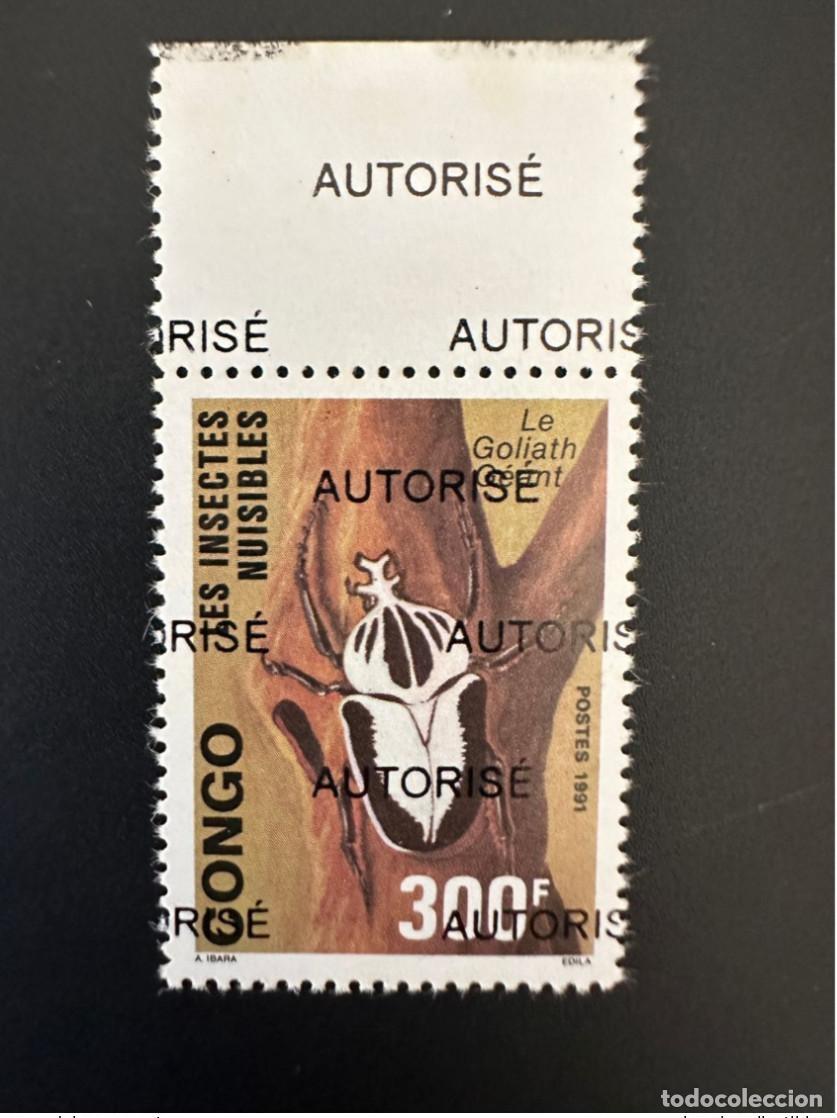 Sellos: Congo 1998 Mi. 1532 sobrecargado AUTORIZA insectos da&ntilde;inos Insecto gigante Goliat
