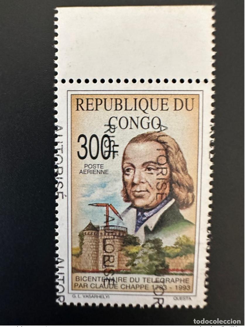 Sellos: Congo 1998 Mi. A1536 sobrecargado AUTORIZA el tel&eacute;grafo del bicentenario Claude Chappe