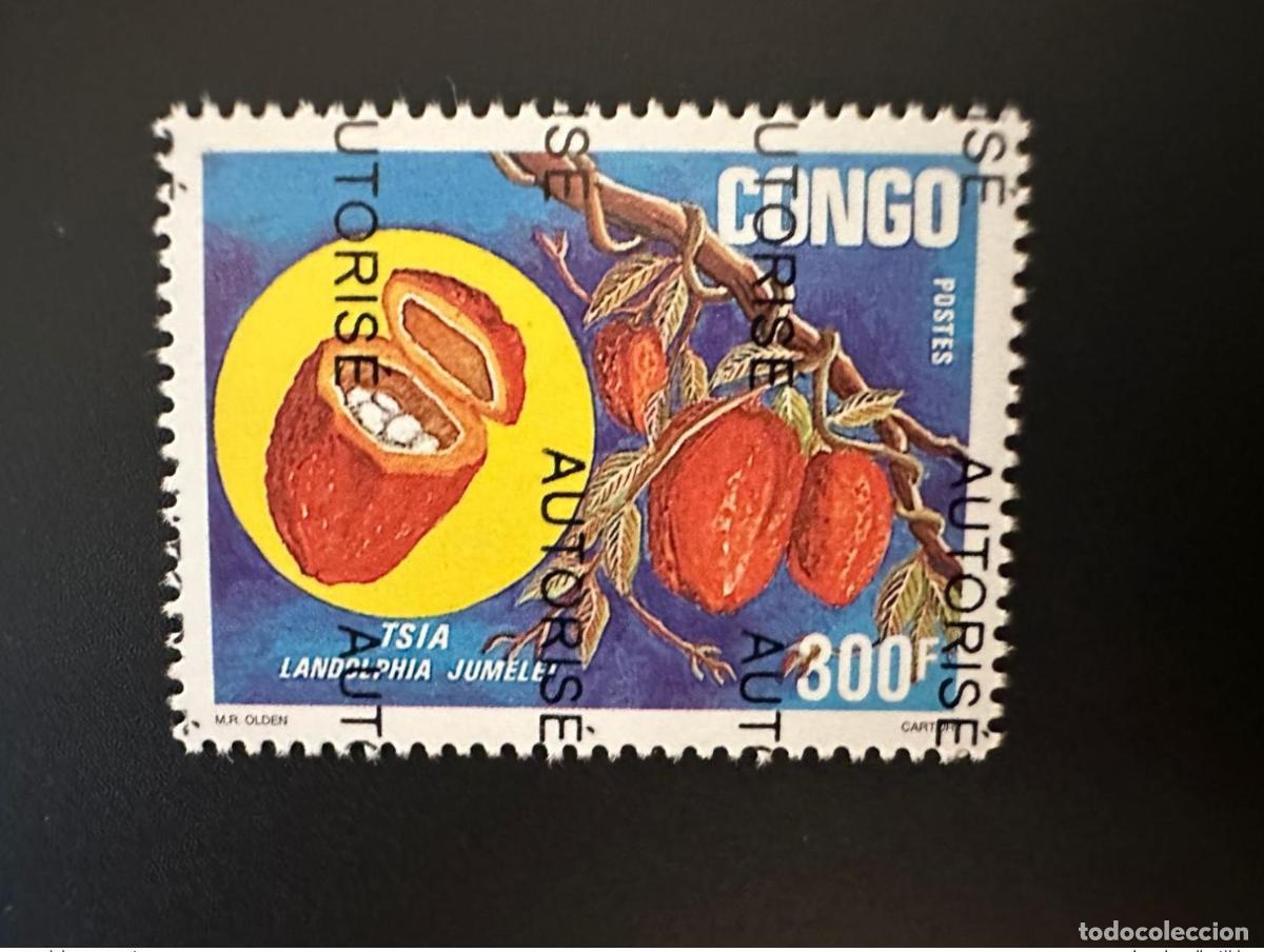 Sellos: Congo 1998 Mi. 1537 sobreimpresi&oacute;n sobreimpresa AUTORIZA Fruits Fr&uuml;chte Tsia Landolphia