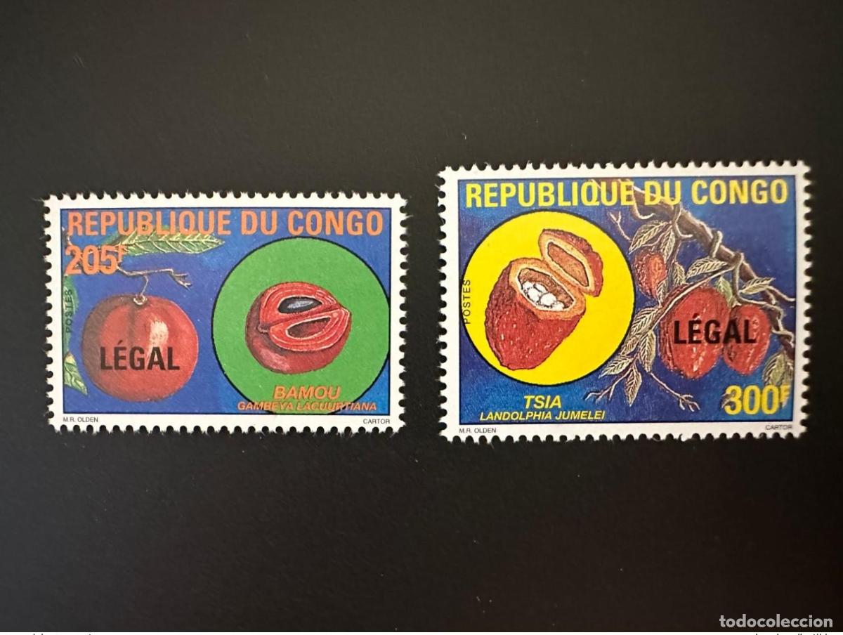 Sellos: Congo 1998 Min. 1556 - 1557 frutas legales sobrecargadas Tsia Landolphia Bamou Gambeya