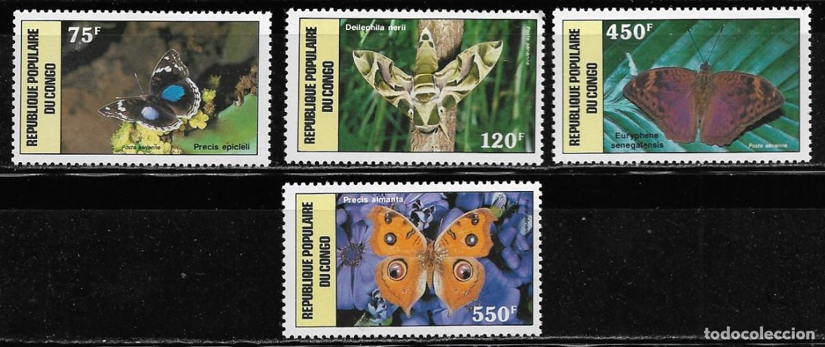 Sellos: CONGO 1987, Ivert A-371/74 - FAUNA - MARIPOSAS. MNH.