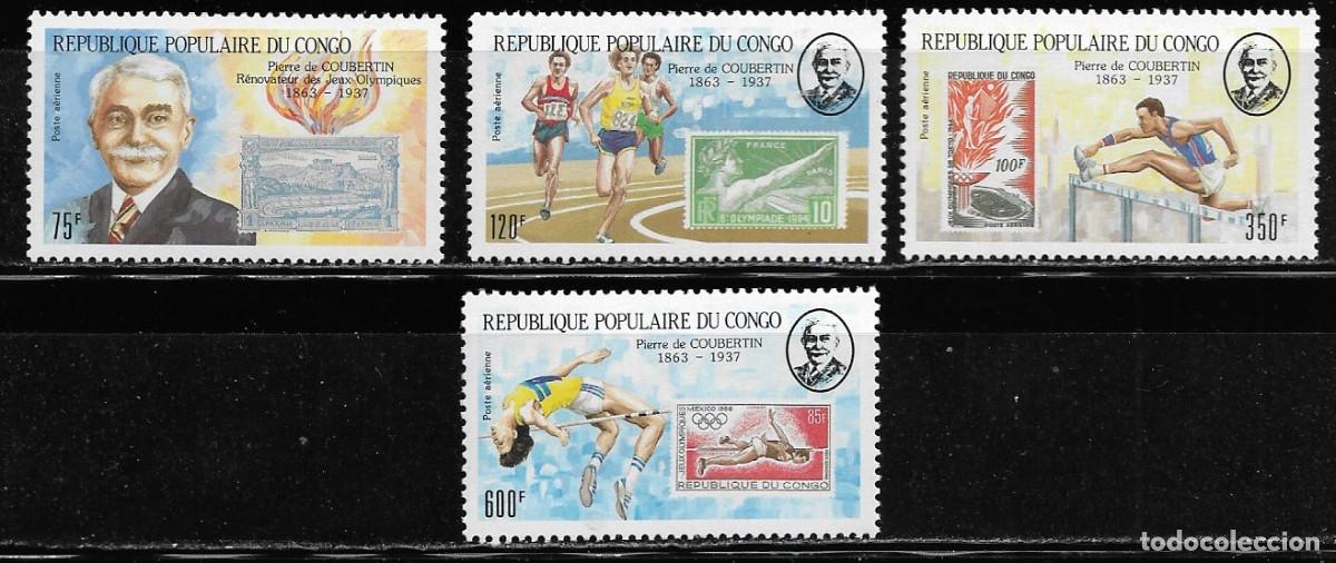 Sellos: CONGO 1987, Ivert A-375/78 - 50&ordm; ANIVERSARIO DE LA MUERTE DE PIERRE DE COUBERTIN. MNH.