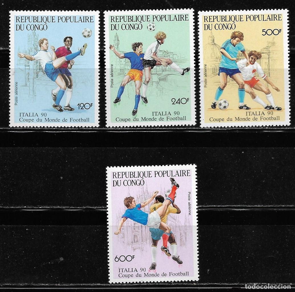 Sellos: CONGO 1990, Ivert A-394/97 - CAMPEONATO MUNDIAL DE F&Uacute;TBOL ITALIA 90. MNH.