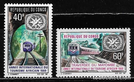 Sellos: CONGO 1969, Ivert 237/38 - TREN - TURISMO AFRICANO. MNH.