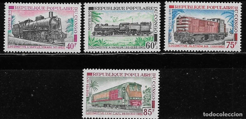 Sellos: CONGO 1970, Ivert 279/82 - LOCOMOTORAS. MNH.