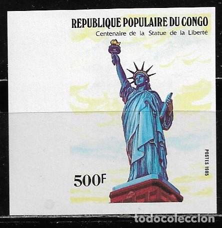 Sellos: CONGO 1985, Ivert 760 - CENTENARIO DE LA ESTATUA DE LA LIBERTAD, SIN DENTAR. MNH.
