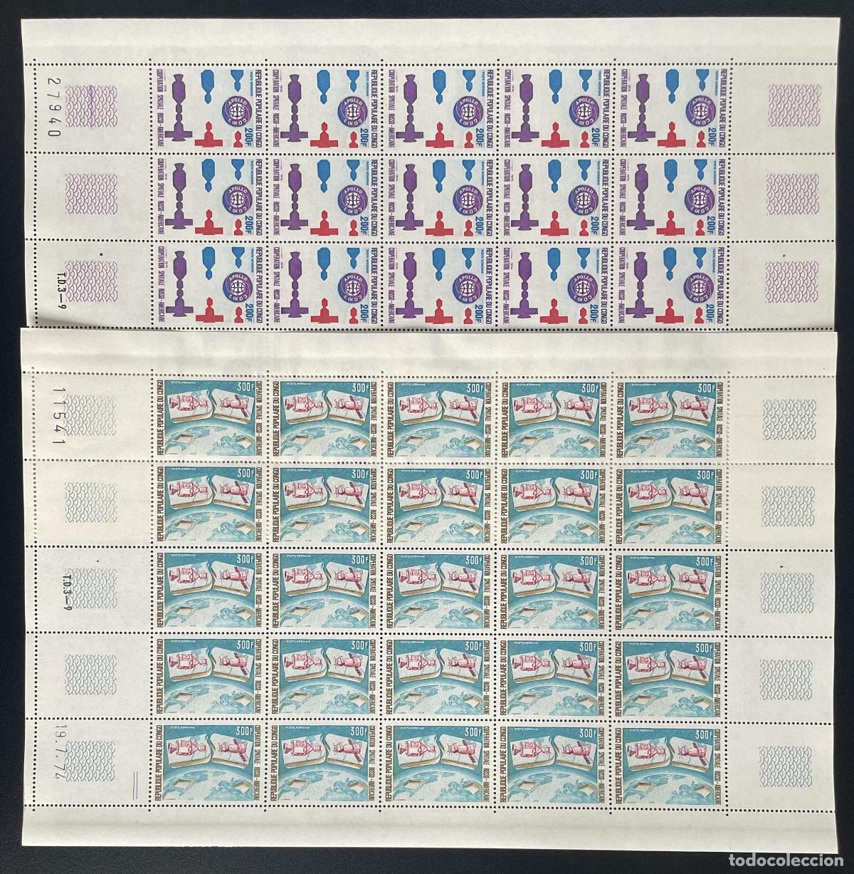 Sellos: Congo 1974 YT PA 189-190 tabl&oacute;n Cooperaci&oacute;n espacial Apolo Soyuz