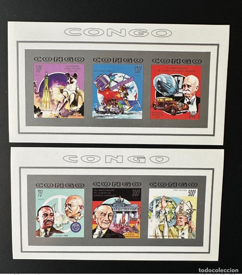 Sellos: Congo 1992 Mi. 1307 - 1312 Klb. ND Gandhi Juan Pablo II zepel&iacute;n barca p&aacute;jaro