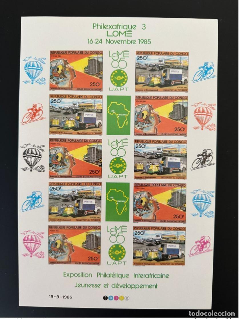 Sellos: Globo Congo 1985 Mi. 1013 - 1014 ND Philexafrica Lom&eacute; Cami&oacute;n Avi&oacute;n