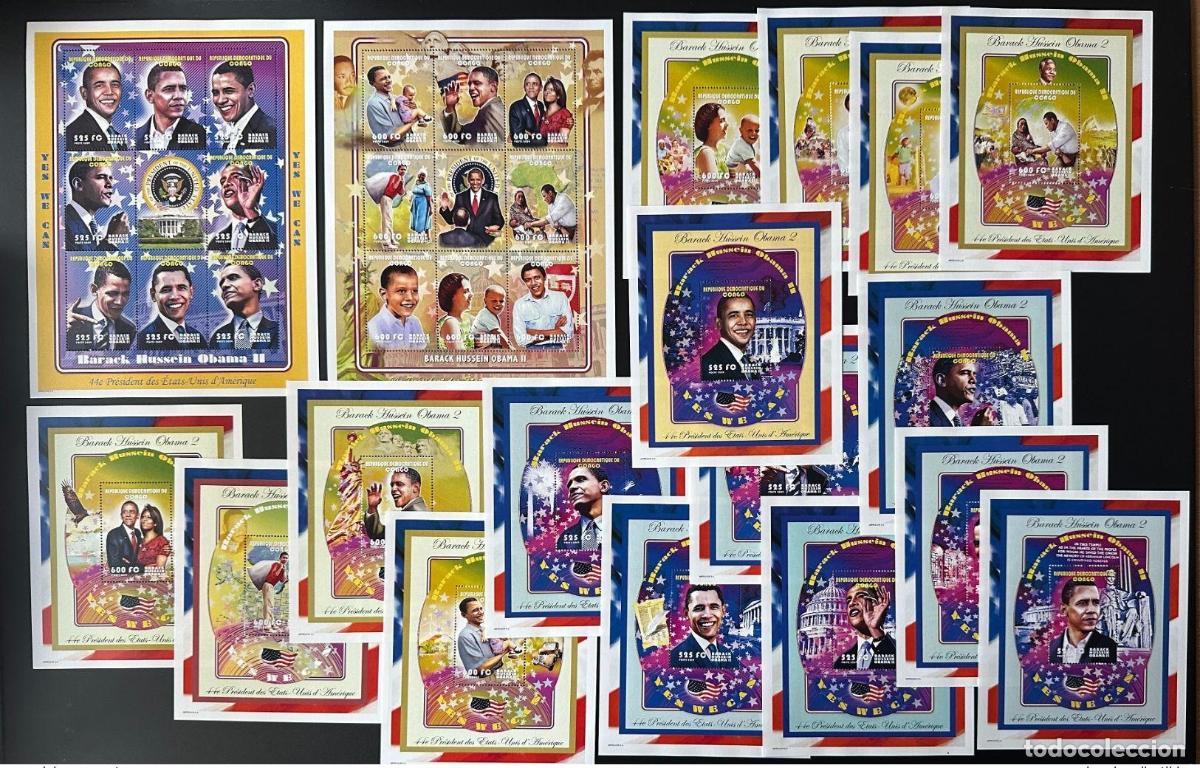 Sellos: Congo 2009 Mi. 1949 - 1964 Bl. 323 338 Presidente Estados Unidos Barack Obama Bird Liberty