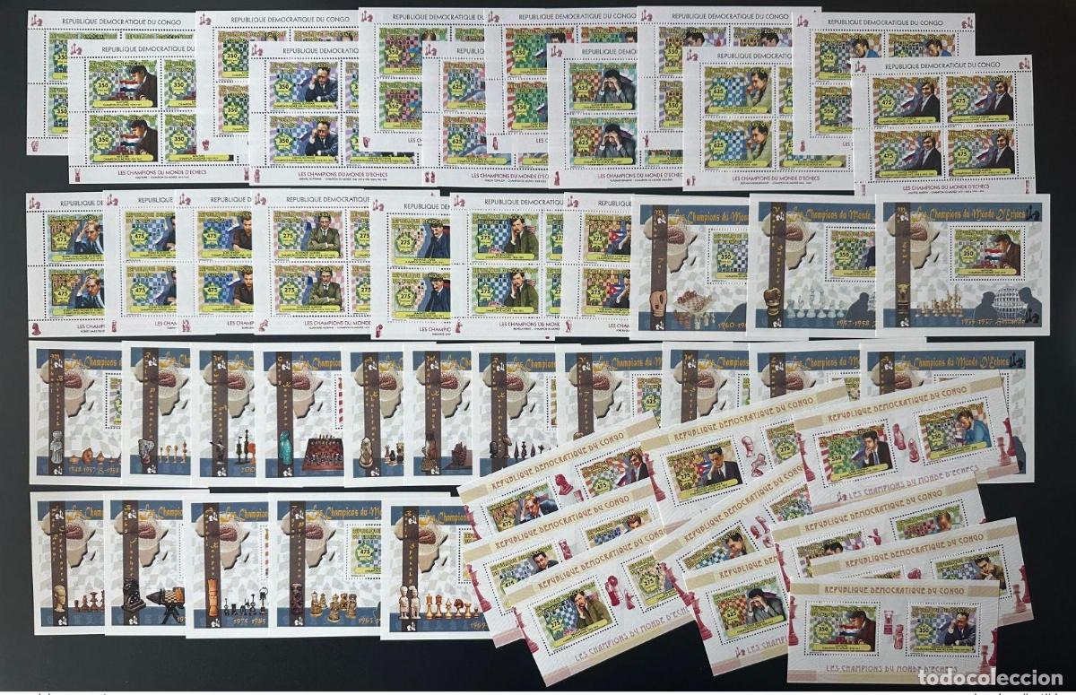 Sellos: Congo 2009 Mid. 1981 - 1999 Bl. 339 357 Campeones de ajedrez Kasparov Lasker