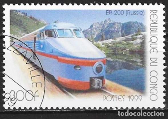 Sellos: Congo Brazzaville 1999 - Mi 1687 - YT xxx - Locomotora rusa ER-2000