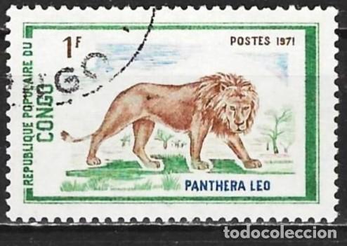 Sellos: Congo Brazzaville 1972 - Mi 341 - YT 318 - Fauna : Le&oacute;n