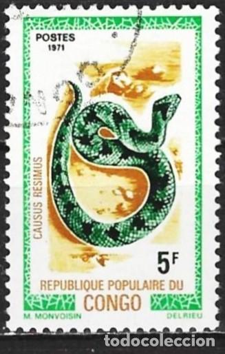Sellos: Congo Brazzaville 1971 - Mi 291 - YT 289 - Fauna : Reptil - Serpiente