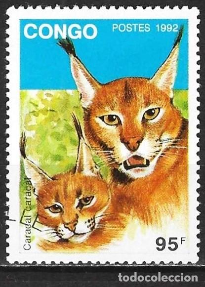 Sellos: Congo Brazzaville 1992 - Mi 1329 - YT 962P - Fauna : Caracal