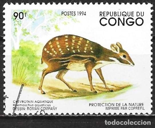 Sellos: Congo Brazzaville 1994 - Mi 1422 - YT 995 - Fauna : Chevr&oacute;ten de agua