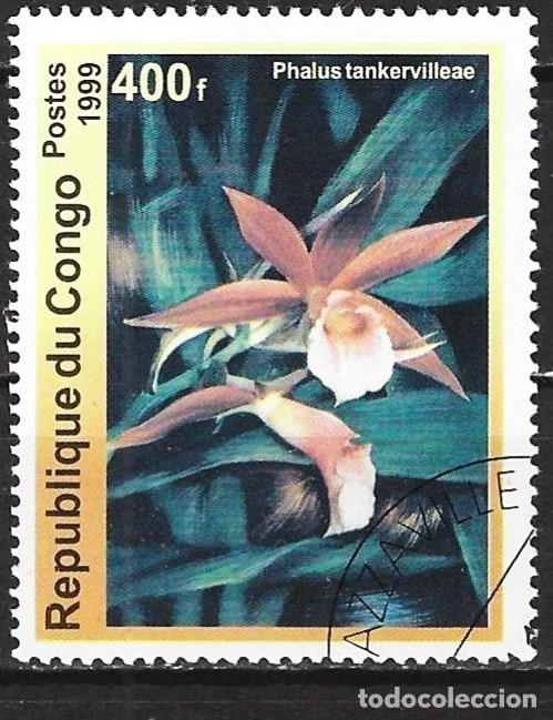 Sellos: Congo Brazzaville 1999 - Mi 1667 - YT xxx - Flores : Orqu&iacute;deas