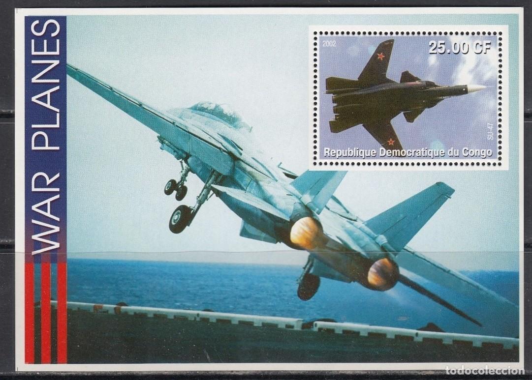Selos: CONGO 2002 SHEET MNH AVIONES DE GUERRA WAR PLANES AVIACION MILITAR MILITARY AVIATION AVIONS AEREI