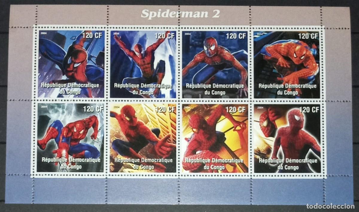 Briefmarken: CONGO 2004 SHEET MNH SPIDERMAN 2 COMIC HEROES ANIMACION ANIMATION CINE CINEMA