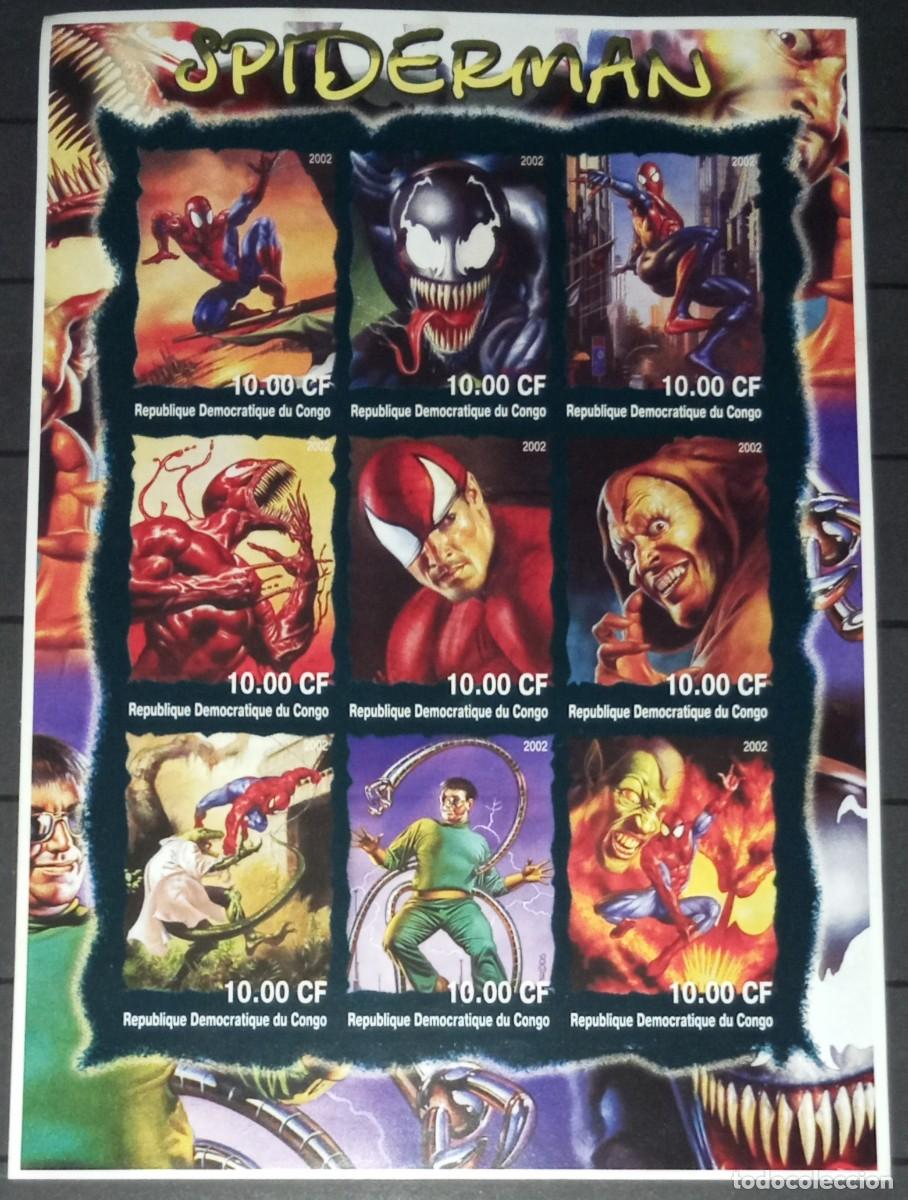 Stamps: CONGO 2002 SHEET MNH IMPERF SPIDERMAN COMIC HEROES ANIMACION ANIMATION