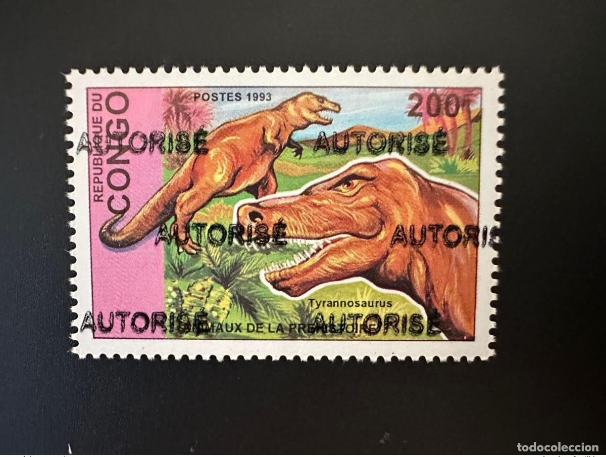 Selos: La sobreimpresi&oacute;n sobreimpresa del Congo 1998 Mi. 1526 AUTORIZA AL dinosaurio Tyrannosaurus T-Rex