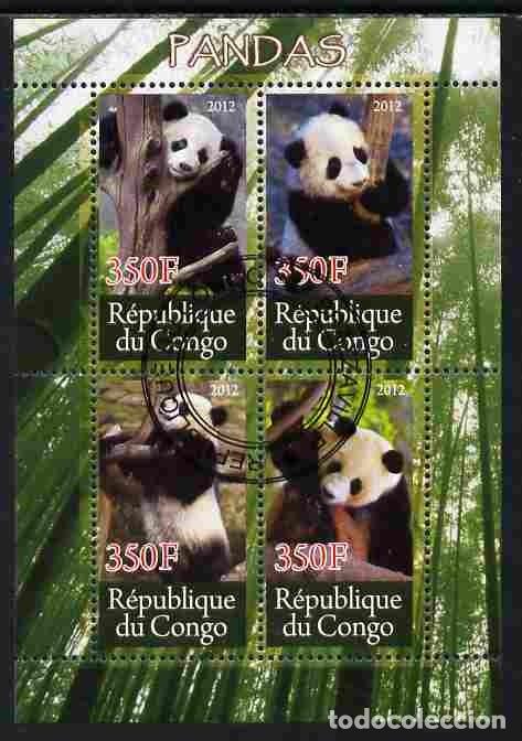Sellos: CONGO 2012 SHEET USED MNH FAUNA MAMIFEROS OSOS PANDA BEARS PANDAS OURS URSOS BAREN ORSI WILDLIFE