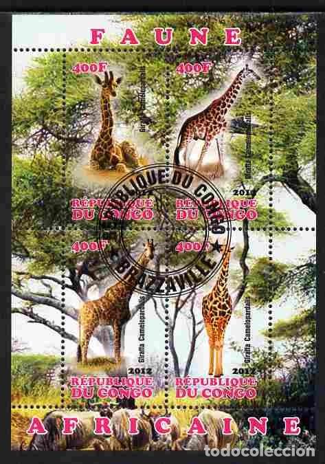 Sellos: CONGO 2012 SHEET USED MNH FAUNA MAMIFEROS JIRAFAS GIRAFES GIRAFFES GIRAFFEN GIRAFAS WILDLIFE